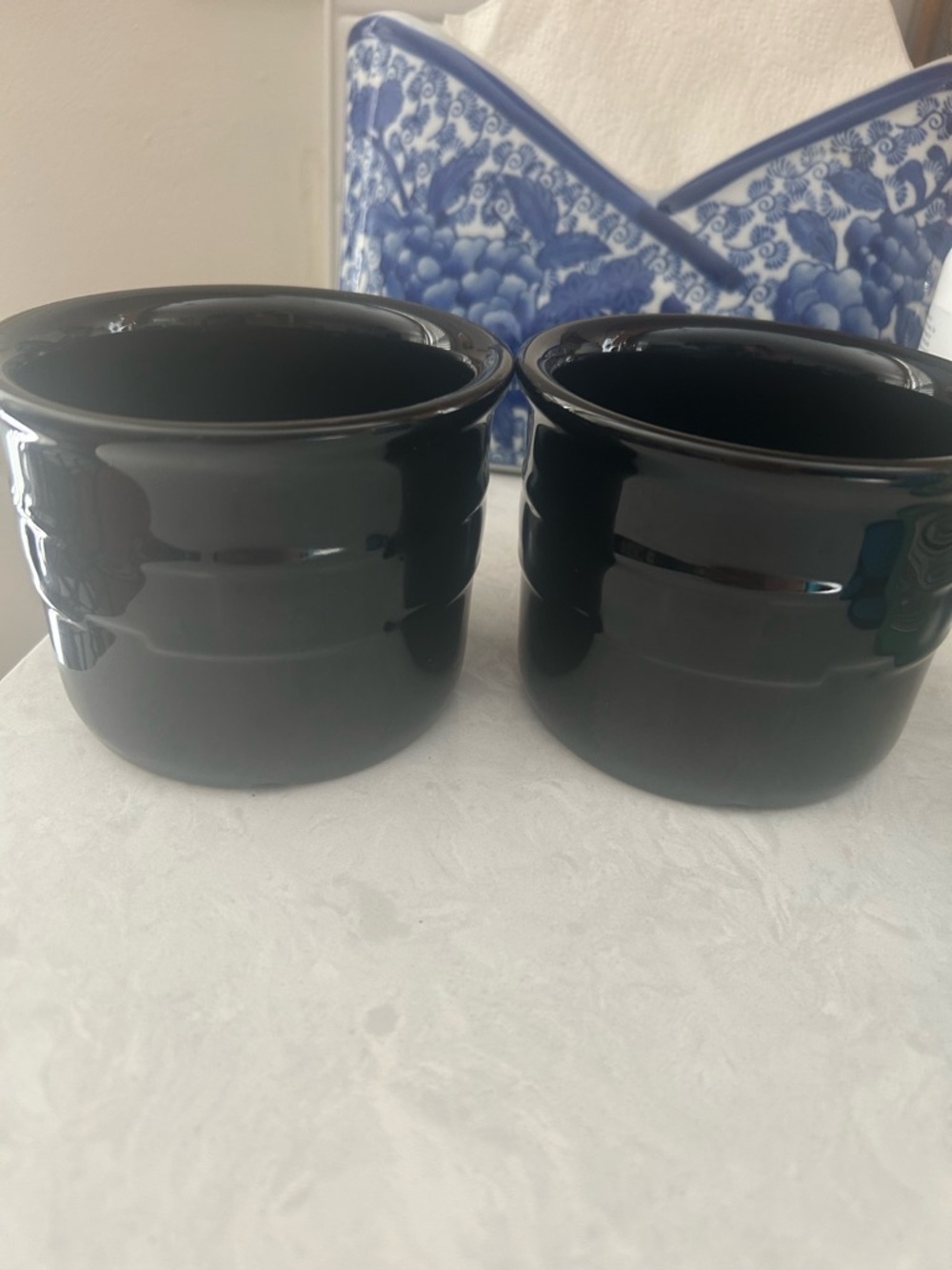 Longaberger Black Ceramic Ramekin Pair